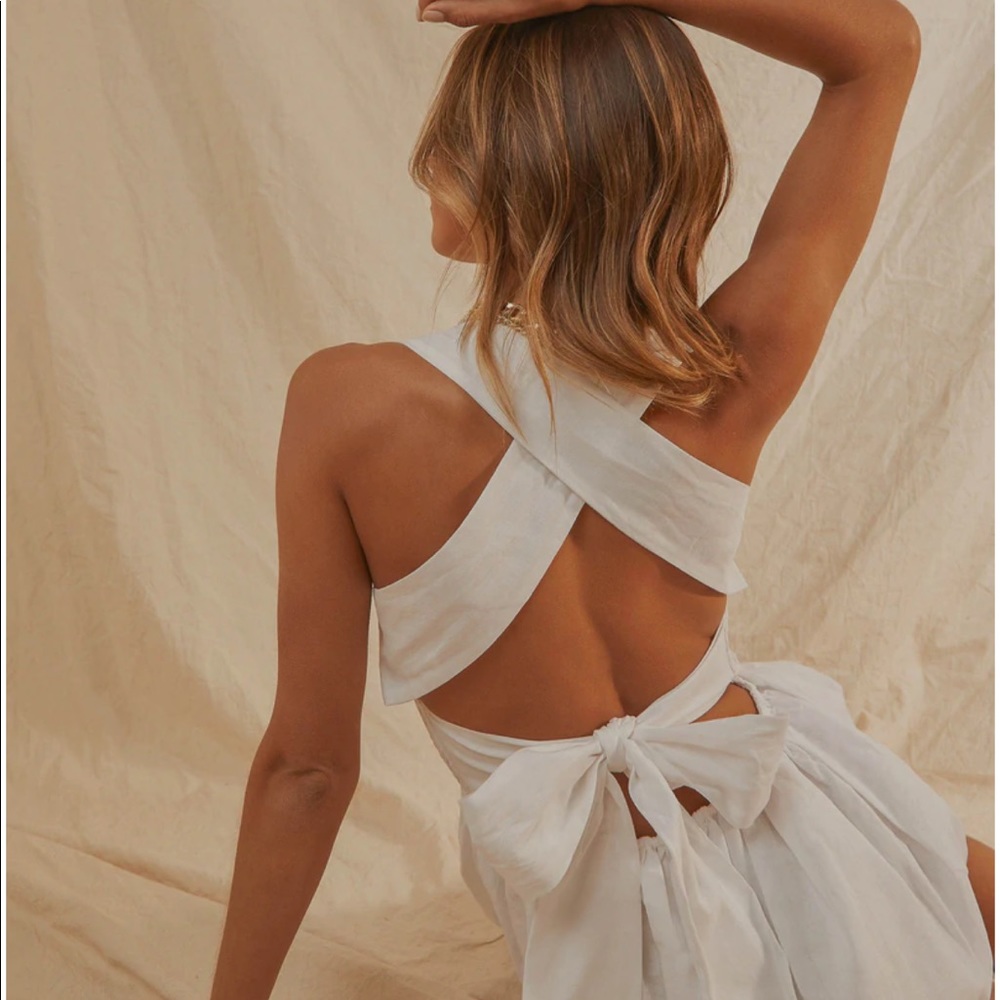 Peppermayo white linen dress